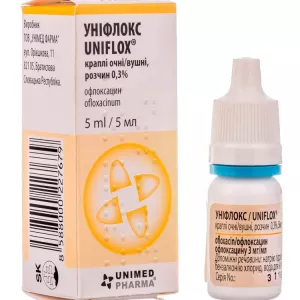 Унифлокс глазные и ушные капли 0.3% 5мл